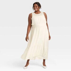 NWT Women's Sheer Chiffon Maxi Dress - a New Day Cream 3X